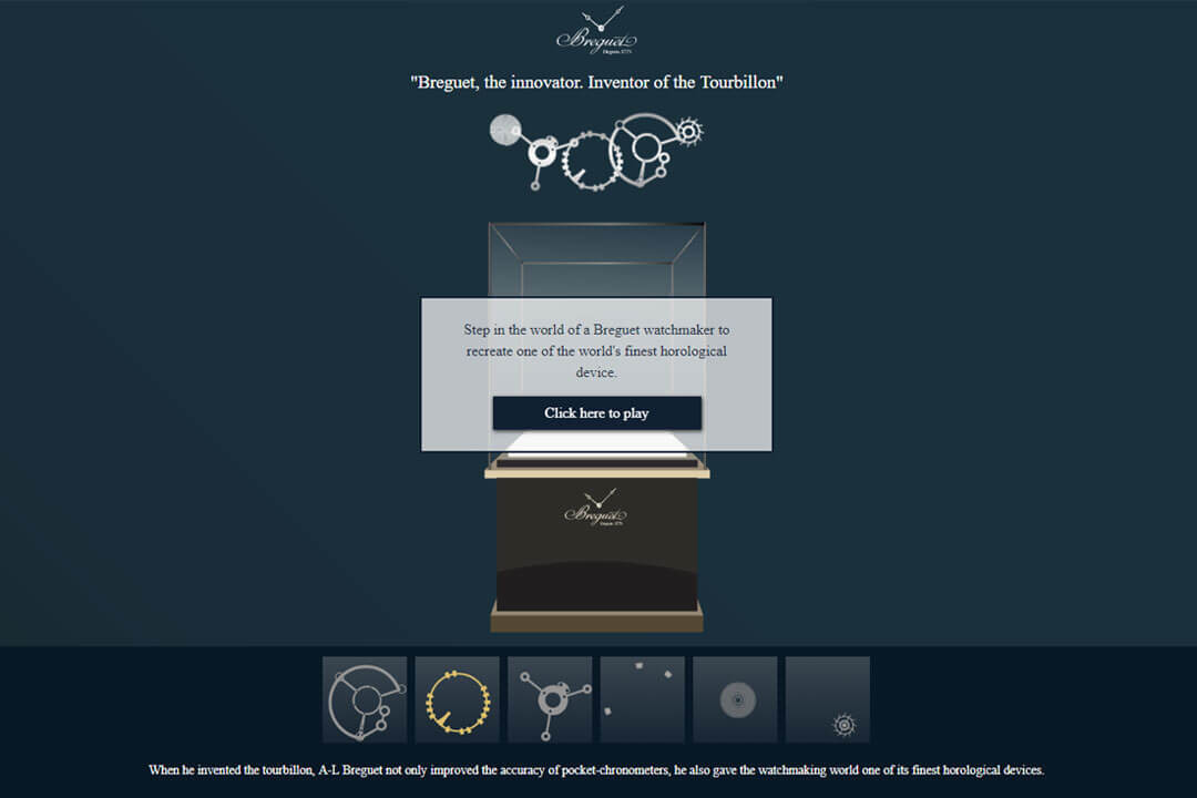 An example of an interactive marketing game. Customer example by Brequet a Swiss Swatch Group. 